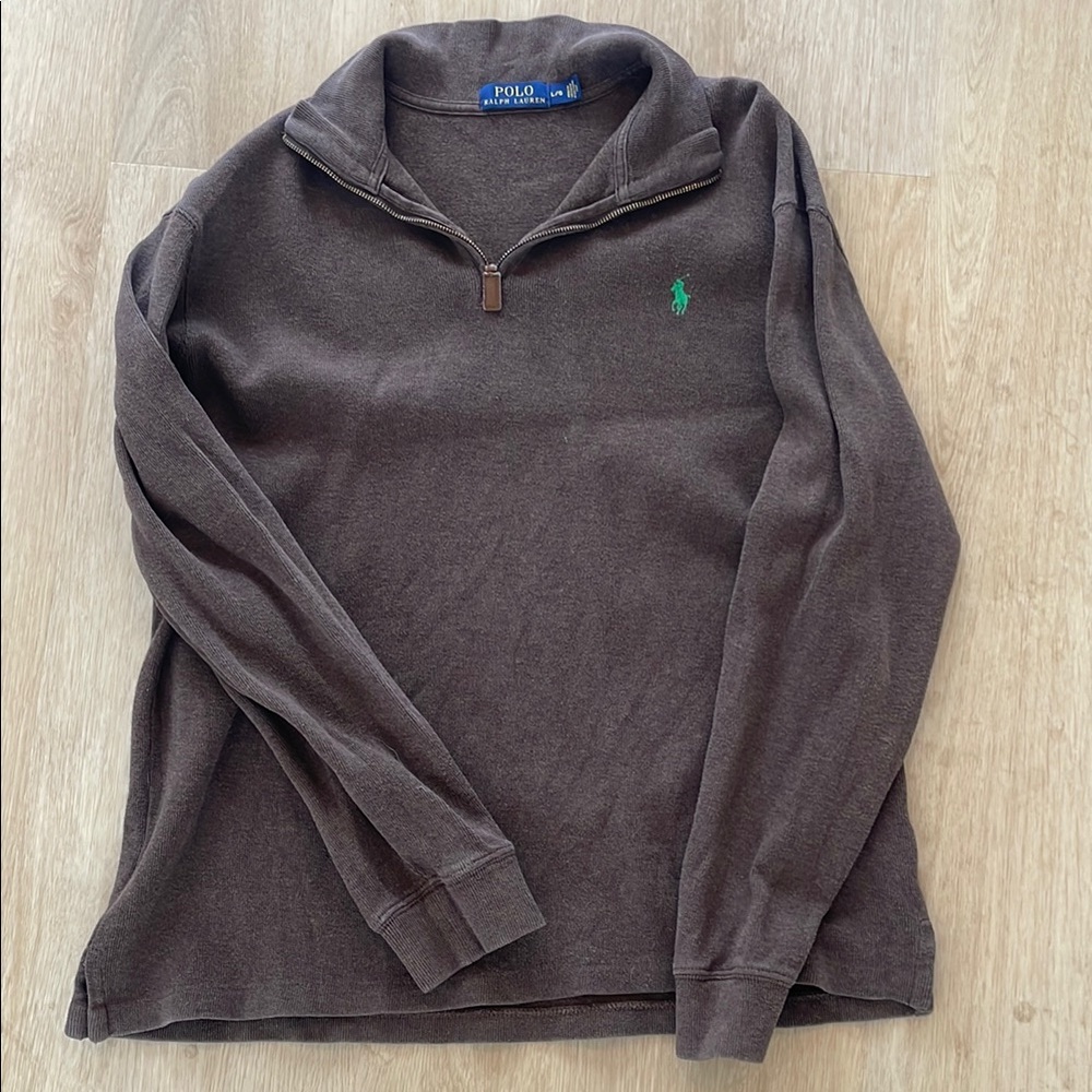 Ralph Lauren Brown and Green Zip Up Sweater